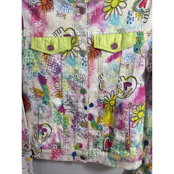 Ay Guey Jacket Youth XS Floral Print‎ Denim - Picture 3 of 9